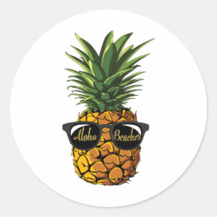 Pineapple Sungles T Shirt Aloha Beaches Hawaiian H Classic Round Sticker