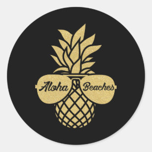 Pineapple Sungles T Shirt Aloha Beaches Hawaiian H Classic Round Sticker
