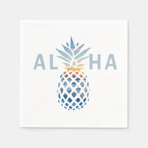 Pineapple Sunset and Blue Ocean Waves Napkin