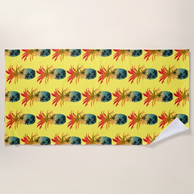 pineapple sunset pattern  beach towel (Front)