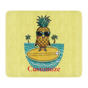 Pineapple Surfer Rides A Wave Thunder_Cove  Cutting Board