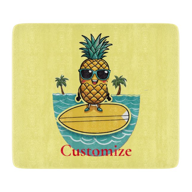 Pineapple Surfer Rides A Wave Thunder_Cove  Cutting Board (Front)