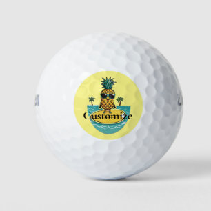 Pineapple Surfer Rides A Wave Thunder_Cove Golf Balls