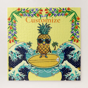 Pineapple Surfer Rides A Wave Thunder_Cove Jigsaw Puzzle