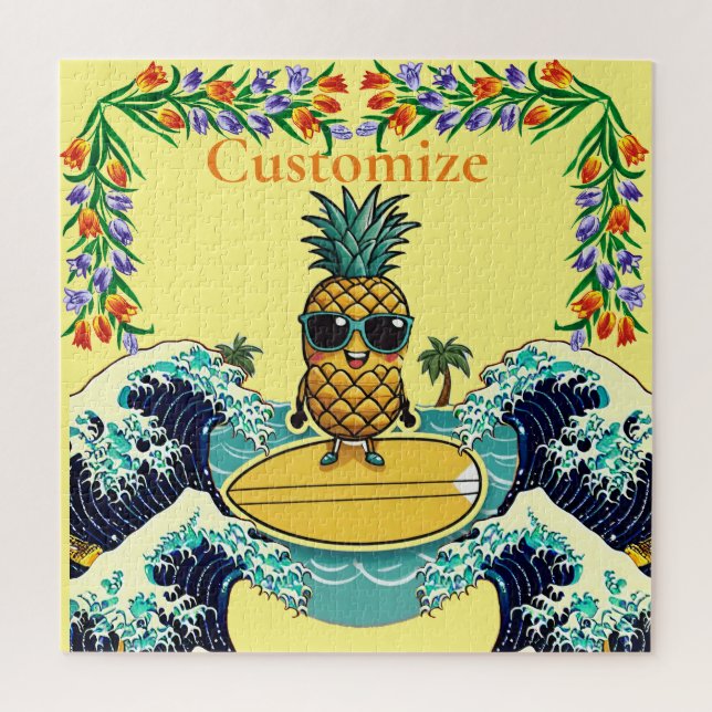 Pineapple Surfer Rides A Wave Thunder_Cove  Jigsaw Puzzle (Vertical)