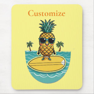 Pineapple Surfer Rides A Wave Thunder_Cove Mouse Pad