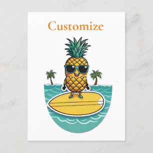 Pineapple Surfer Rides A Wave Thunder_Cove Postcard