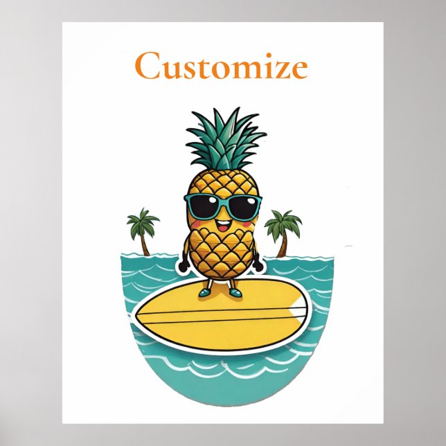 Pineapple Surfer Rides A Wave Thunder_Cove  Poster (Front)
