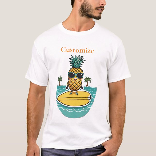 Pineapple Surfer Rides A Wave Thunder_Cove  T-Shirt (Front)