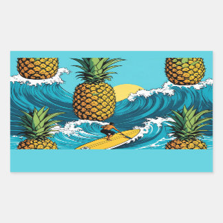 Pineapple Surfer: Summer Tropical Adventure Rectangular Sticker