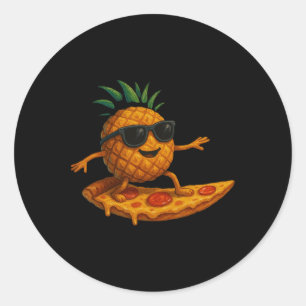 Pineapple Surfing Pizza Slice Funny Summer Tropica Classic Round Sticker