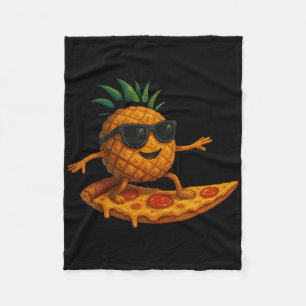 Pineapple Surfing Pizza Slice Funny Summer Tropica Fleece Blanket