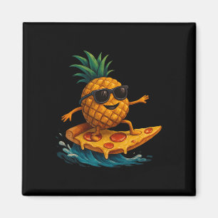 Pineapple Surfing Pizza Slice Funny Summer Tropica Magnet
