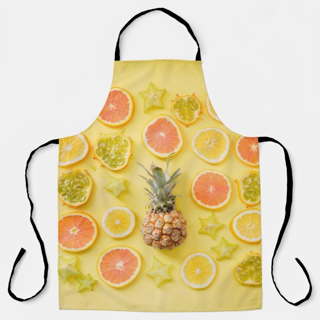 Pineapple surrounded by citrus fruits apron (Front)