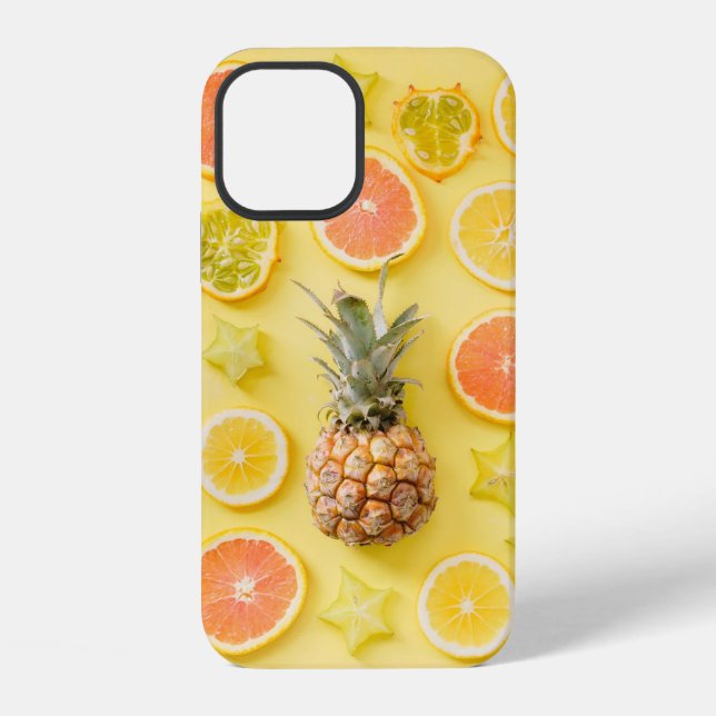 Pineapple surrounded by citrus fruits iPhone case (Back)
