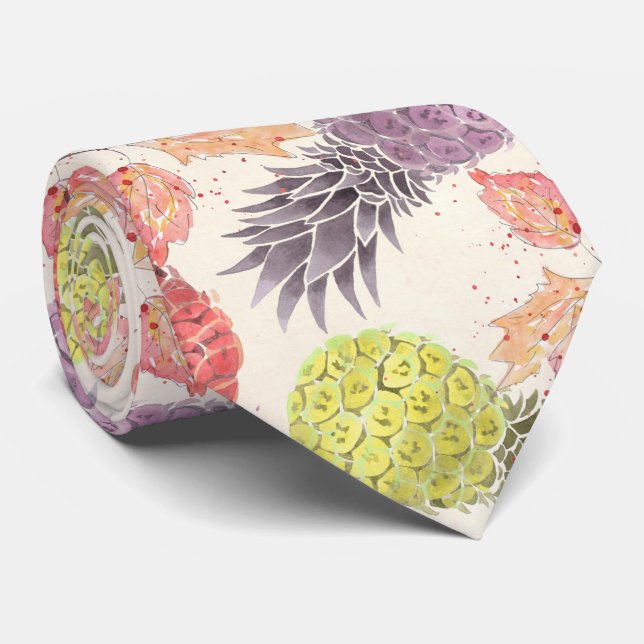 Pineapple, sweet couple, fruit, watercolor tie (Rolled)