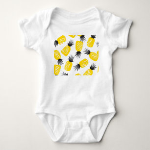 Pineapple Texture, Vintage Summer Pattern. Baby Bodysuit