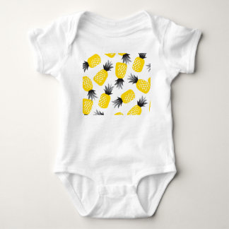 Pineapple Texture, Vintage Summer Pattern. Baby Bodysuit