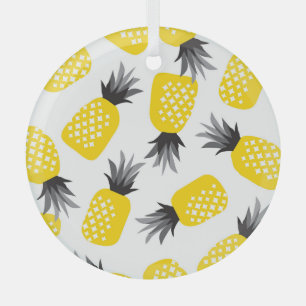 Pineapple Texture, Vintage Summer Pattern. Glass Tree Decoration