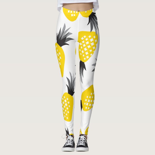 Pineapple Texture, Vintage Summer Pattern. Leggings (Front)