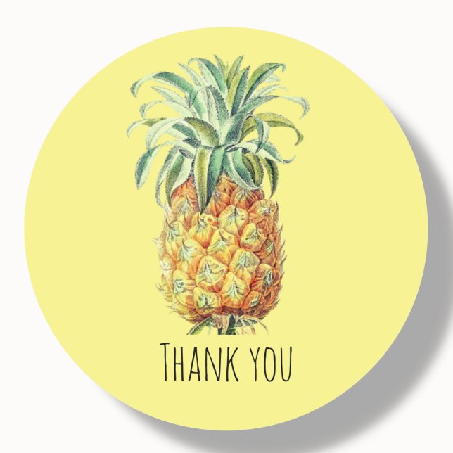 Pineapple Thank You Classic Round Sticker (Creator Uploaded)
