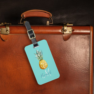 Pineapple Trendy Summer Monogram Luggage Luggage Tag