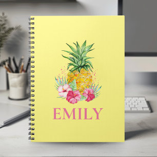 Pineapple Tropical Aloha Hawaii Personalised Name Notebook