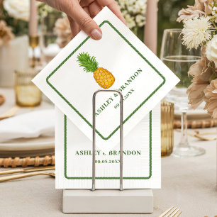 Pineapple Tropical Beach Coastal Retro Wedding Napkin