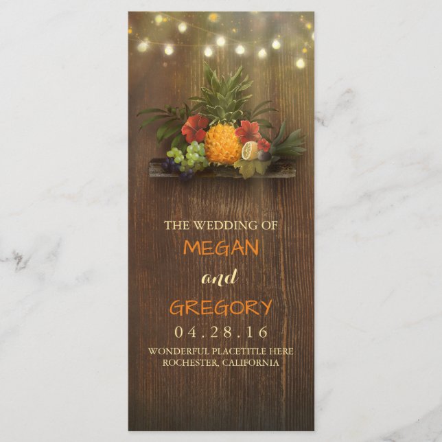 Pineapple Tropical Beach Lights Wedding Programs (Front)
