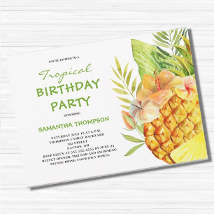 Pineapple Tropical Birthday Party  Invitation