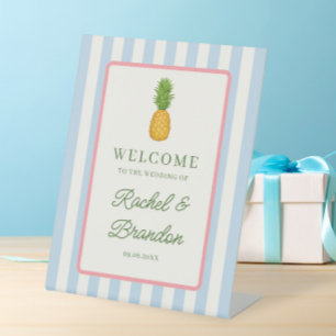 Pineapple Tropical Coastal Wedding Welcome Sign, Pedestal Sign