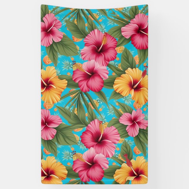 Pineapple tropical floral banner (Vertical)