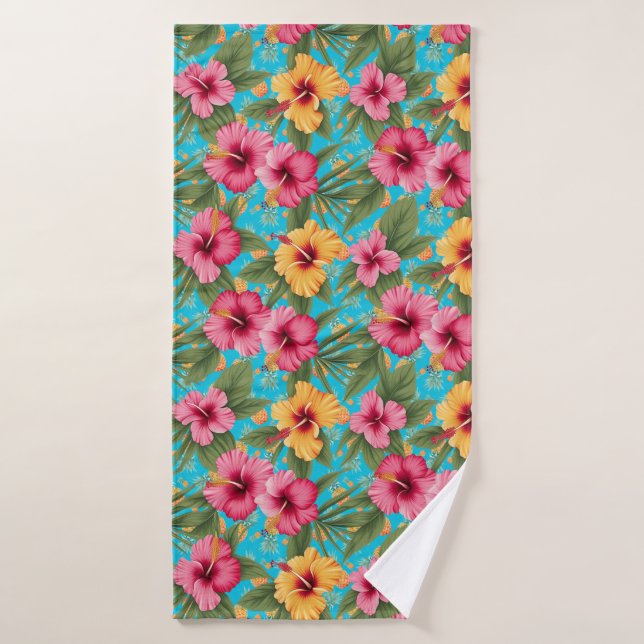 Pineapple tropical floral bath towel (Bath Towel)
