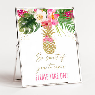 Pineapple Tropical Floral Birthday Favour Sign