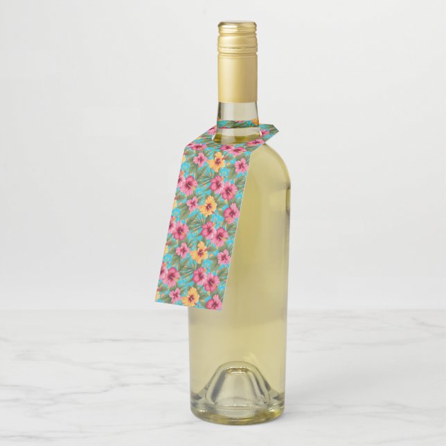 Pineapple tropical floral bottle tag (Angled)