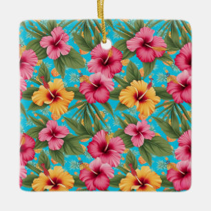 Pineapple tropical floral ceramic ornament
