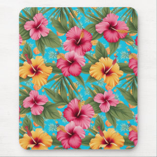 Pineapple tropical floral mouse pad