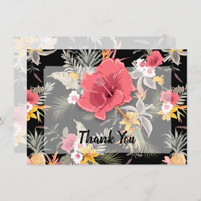 Pineapple Tropical Floral  Thank You Card (Front/Back)