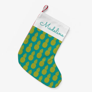 Pineapple Tropical Fruit Add Your Name Small Christmas Stocking