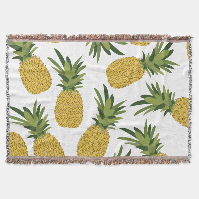 Pineapple Tropical Fruit Design Throw Blanket (Front)