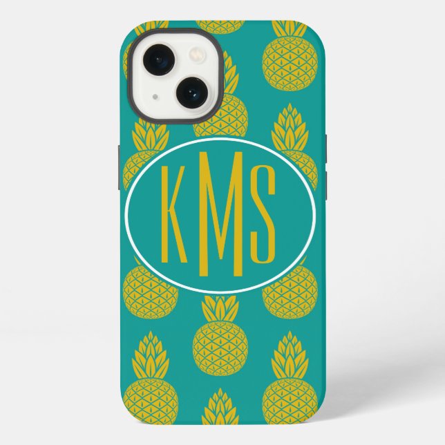 Pineapple Tropical Fruit | Monogram iPhone Case (Back)
