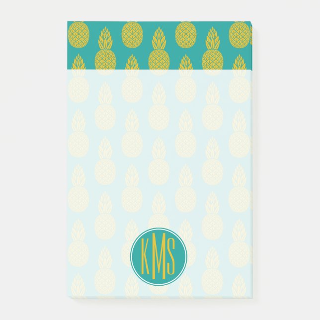 Pineapple Tropical Fruit | Monogram Post-it Notes (Front)