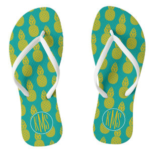 Pineapple Tropical Fruit Monogram Thongs