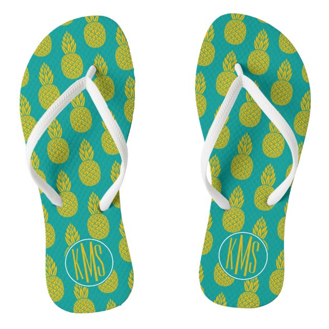 Pineapple Tropical Fruit | Monogram Thongs (Footbed)