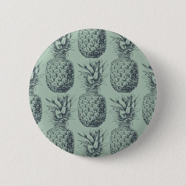 Pineapple, tropical fruit pattern design 6 cm round badge (Front)