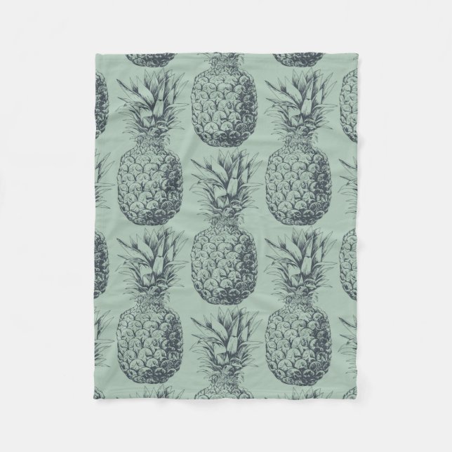 Pineapple, tropical fruit pattern design fleece blanket (Front)