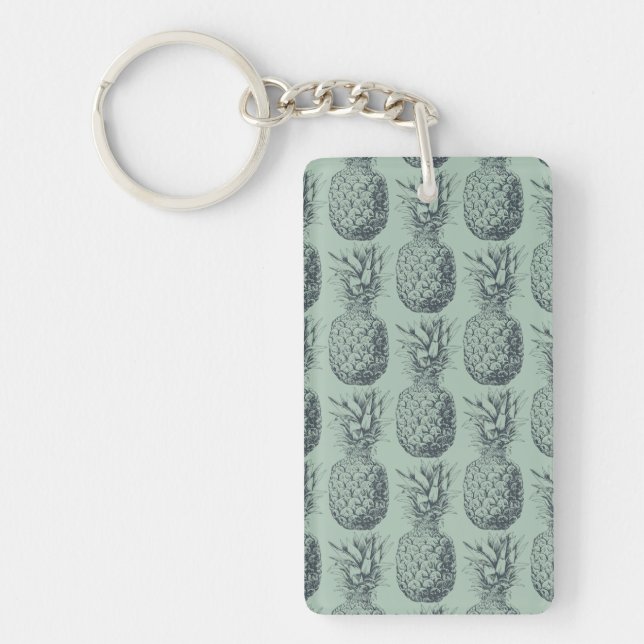 Pineapple, tropical fruit pattern design key ring (Front)