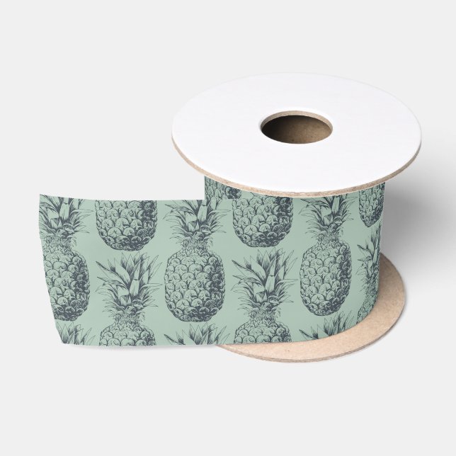 Pineapple, tropical fruit pattern design satin ribbon (Spool)