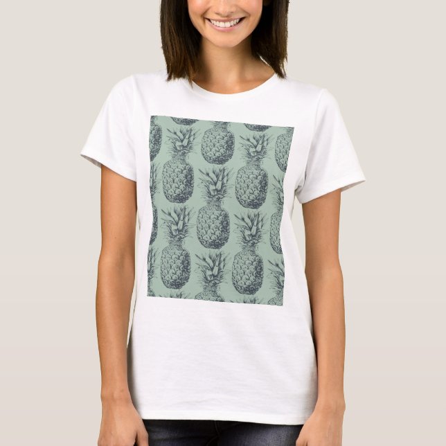 Pineapple, tropical fruit pattern design T-Shirt (Front)