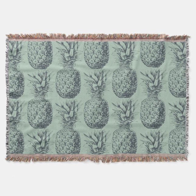 Pineapple, tropical fruit pattern design throw blanket (Front)